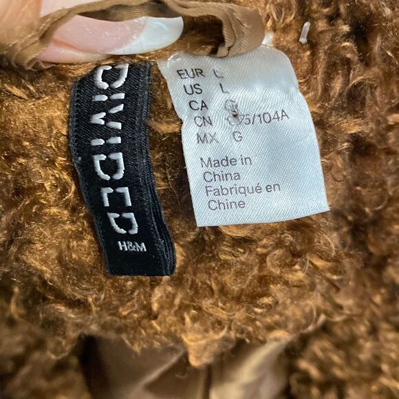 Divided H&M Brown Faux Fur Single Button Jacket Coat - Picture 9 of 11